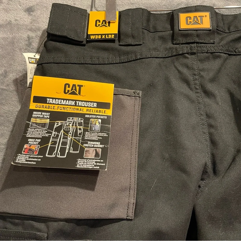 CAT Black Cargo Pants Men’s 36X32 Work Utility Durable Pockets - Picture 6 of 16